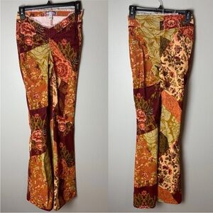 Urban Outfitters Pants Size 25 Velvet Patchwork Boho Floral Flare Stretch Y2K